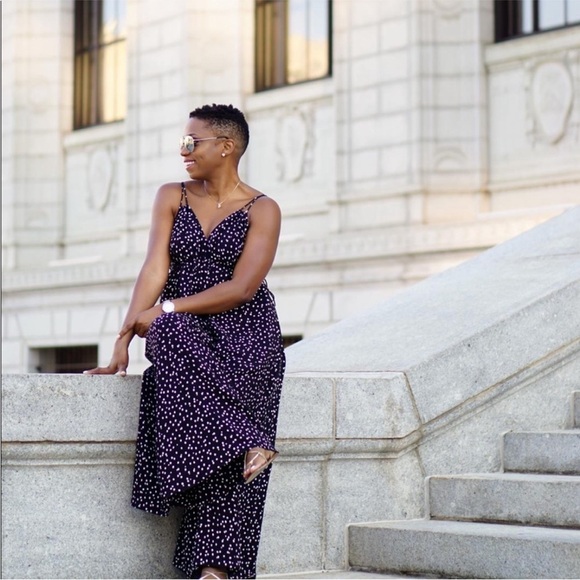 NWOT Anthropologie Maeve Finley Wide Leg Black White Polla Dot Flowy Jumpsuit 4 - Picture 8 of 14